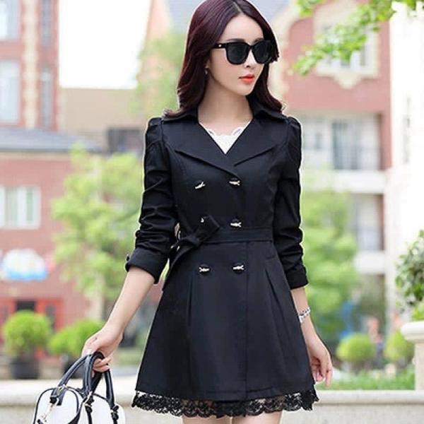 Women’s Lace Trench Coat (Double Fleece)